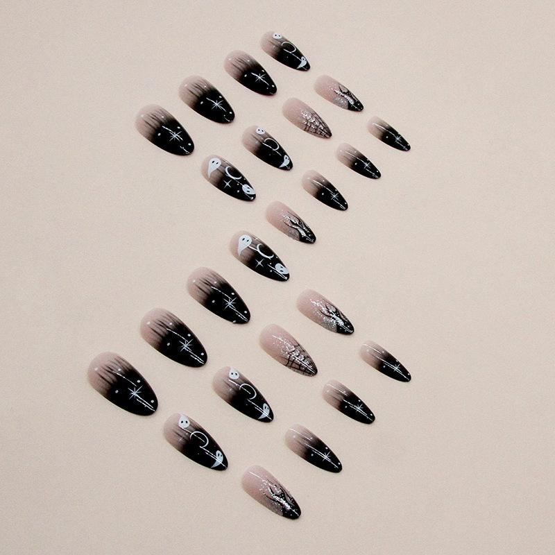 Cute ghost spider web star almond halloween holiday atmosphere piece fake nail nails