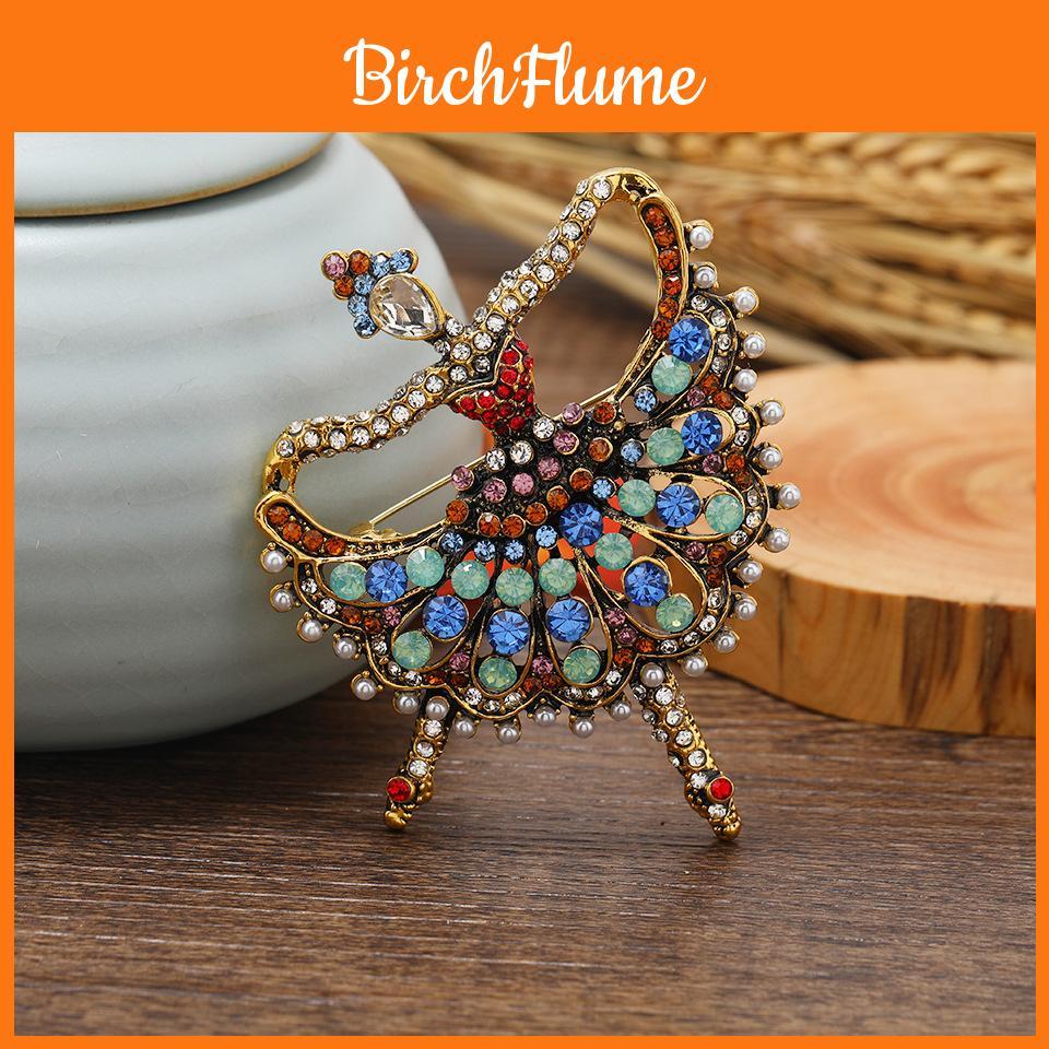 Vintage Ballet Girl Brooch With Rhinestones For Women Dance Accessories