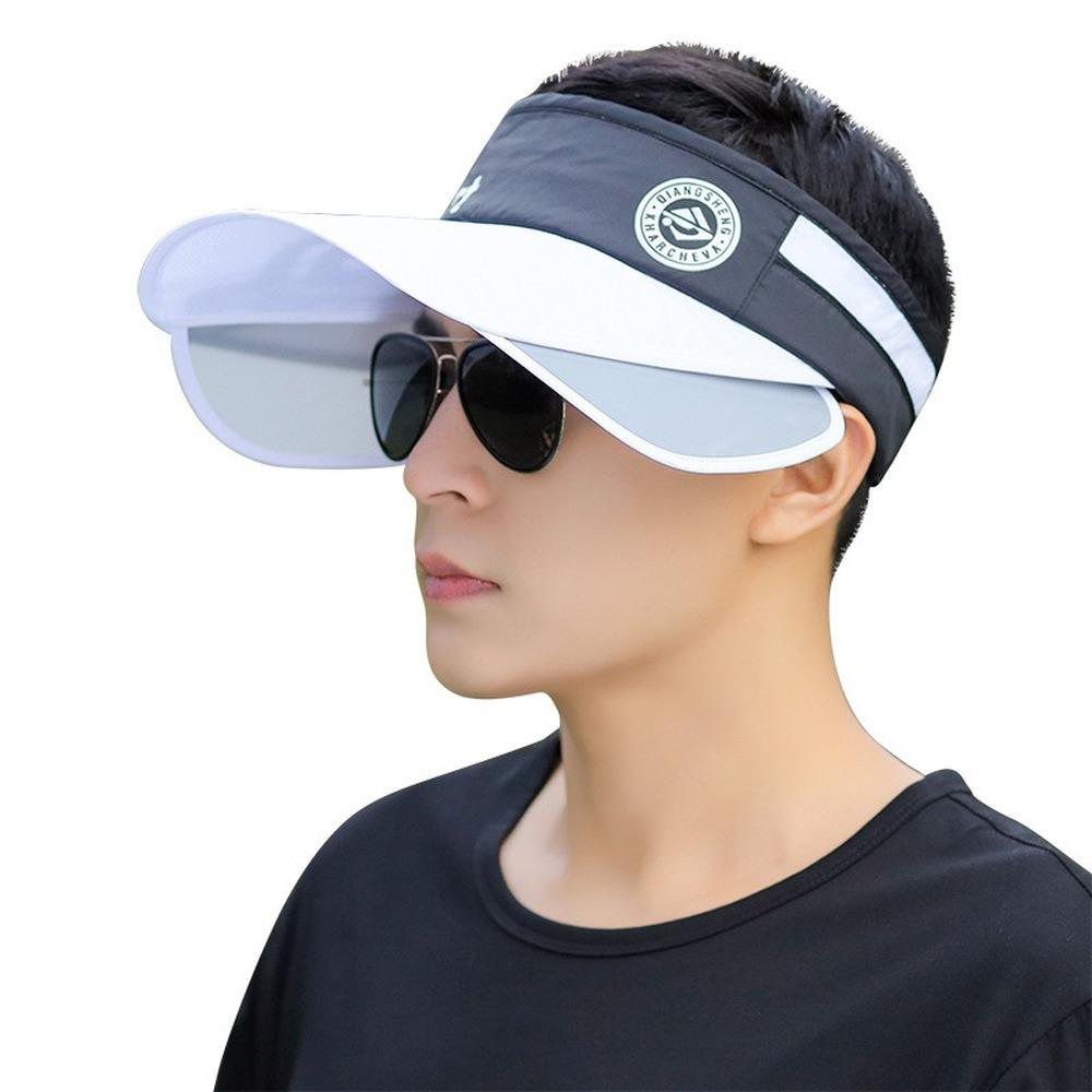 Summer Men Retractable Visors Korean Alphabet Empty Top Hat Sunscreen Breathable Fishing Hat Adjustable Bucket Hat Sun Hat Beach