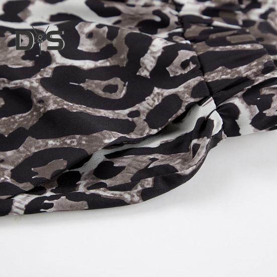 Dámské dlouhé kalhoty elastické kalhoty s vysokým pasem a širokými nohavicemi s kapsami Leopardí potisk Ležérní kalhoty ve stylu High Street