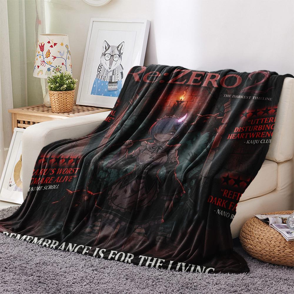 1 Stück Re Zero gemusterte Flanelldecke Geeignet für alle Jahreszeiten Für Heimdekoration Wärme und Komfort Geschenke Feiertagsgeschenk