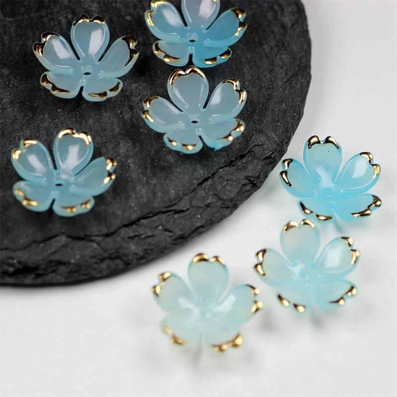 50Pcs/Lot 19MM New Torus Acrylic Flower Beads Petals Charm Connectors Diy Earrings hair Jewelry Making Resin Acessories
