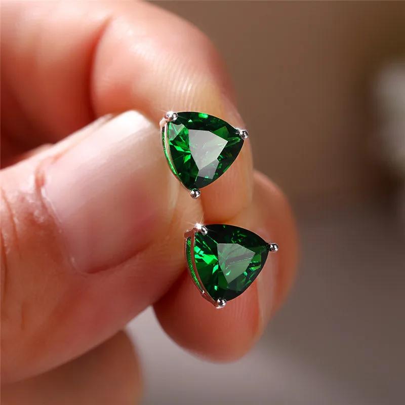 

Eternity Green CZ Stud Earrings for Women Gold Color Luxury Bride Wedding Elegant Ear Accessories Party Zircon