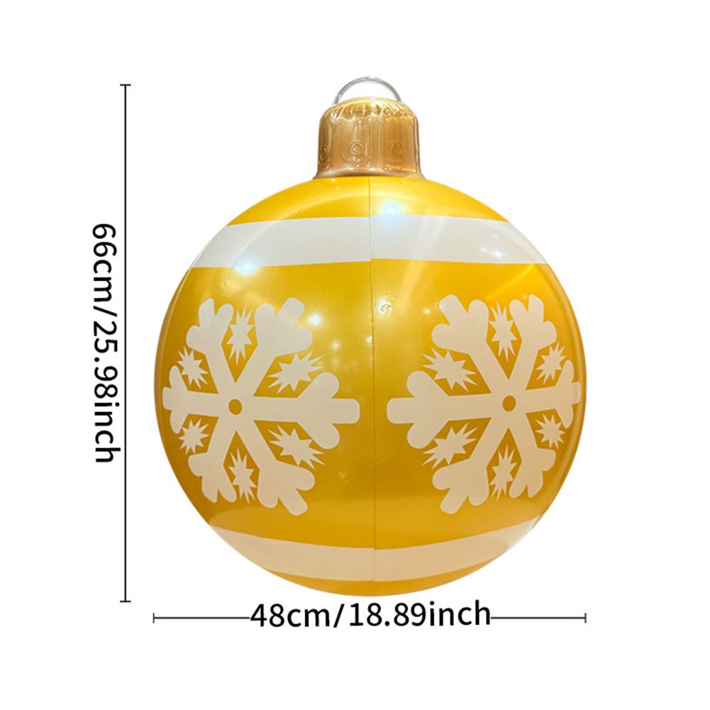 48cm Christmas Inflatable Ball Pendant Colored Xmas Print Ball Decoration Ornament Celebration Ball Party Home Festive Decor