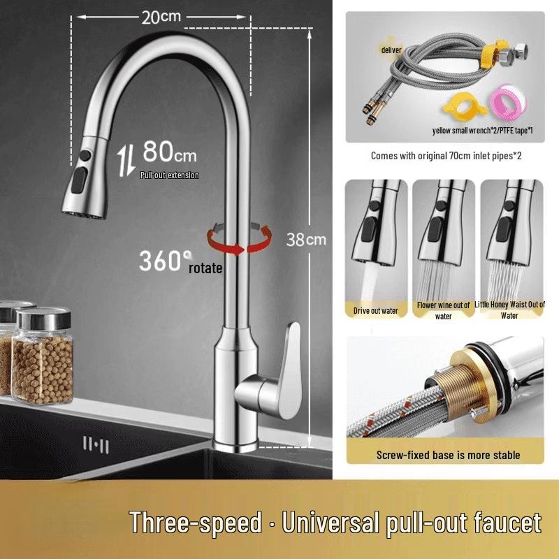 TLXT Pull-Out Kitchen Faucet with Hot & Cold Water