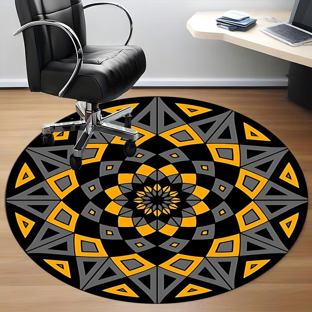 1pc Kaleidoscope Pattern Office Round Area Rug, Indoor Mat Suitable ForOffice, Under Office Chairs Bedroom Living Room Home Decor, Room Deco D004