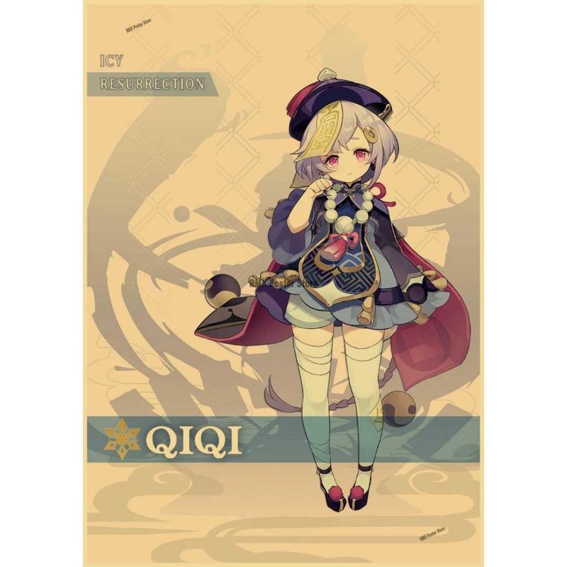 Genshin Impact Cartoon Character Posters Kraft Paper Prints Home Room Decor Study Bedroom Bar Cafe Wall Paintings Wall Stickers