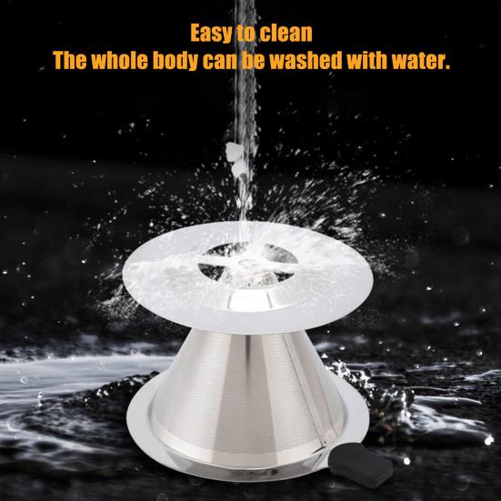 Stainless Steel Pour Over Coffee Filter Fine Mesh Double Layer Reusable Coffee Dripper Paperless Drip Cone Brewer