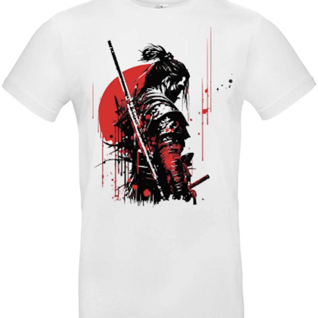Smilo Amp Bron Unisexs T Shirt With Japanese Samurai Sword Print 100 Cotton Vintage Designer Clothes Slightly Casual
