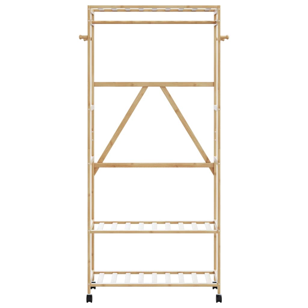 Clothing Rack with Shelves and Casters 90 X 40 X 179.5 Cm Bamboo
