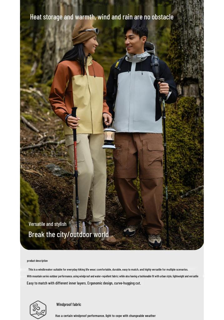 Waterproof Anti-static Color-block Outdoor Mountaineering Jacket with Custom Embroidery