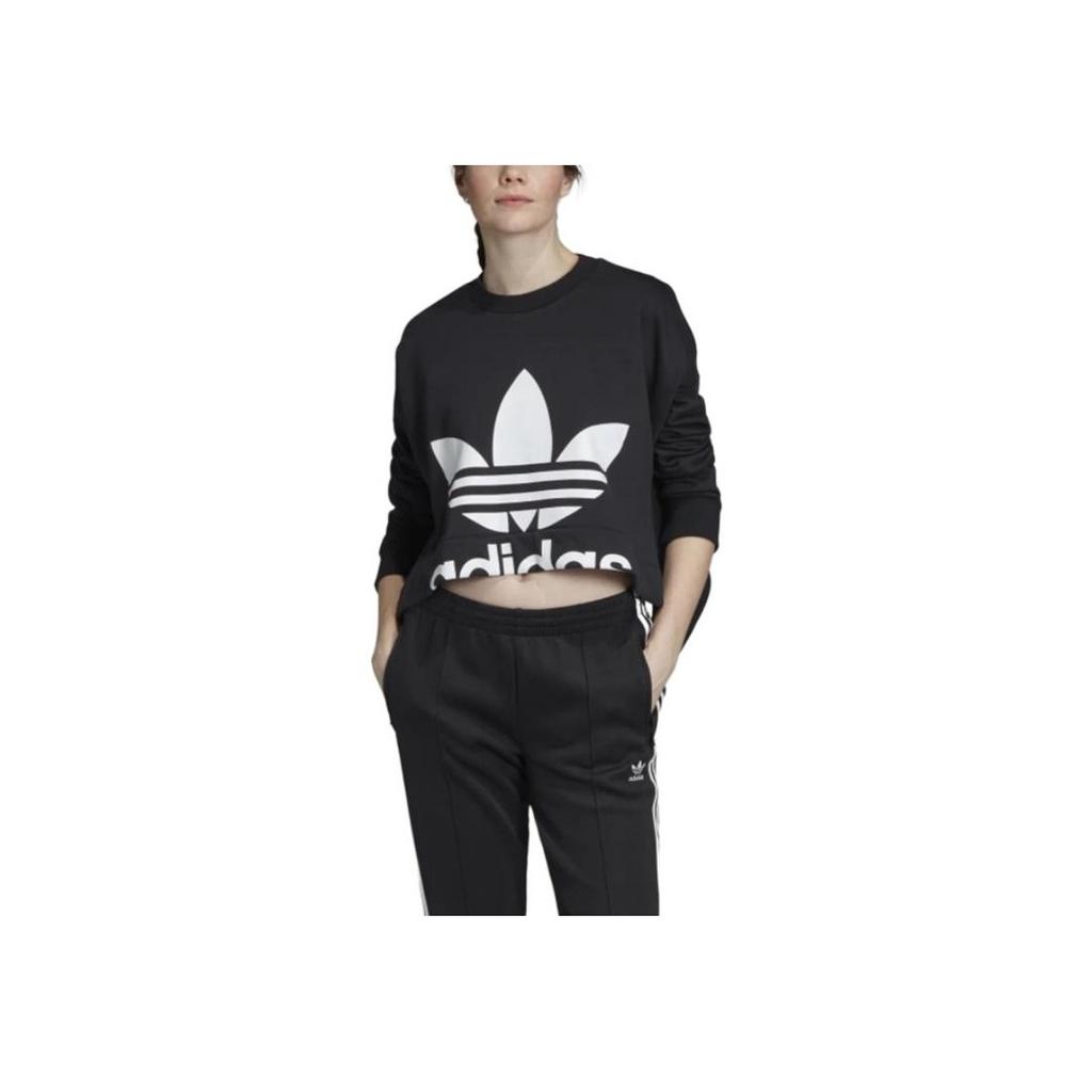 Adidas Originals Round Neck Pullover Cropped Sweatshirt Women sweatshirt Black ED4775