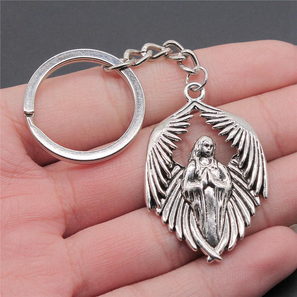Angel Wings Feathers Heavenly Keychain for Girls Hot Sale Streetwear Bridesmaid Gift Retro Phone Charm