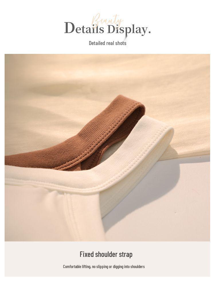 Women's Pure Cotton Vest with Fixed Cup Straps & Chest Pads - Breathable Lingerie & Outerwear
