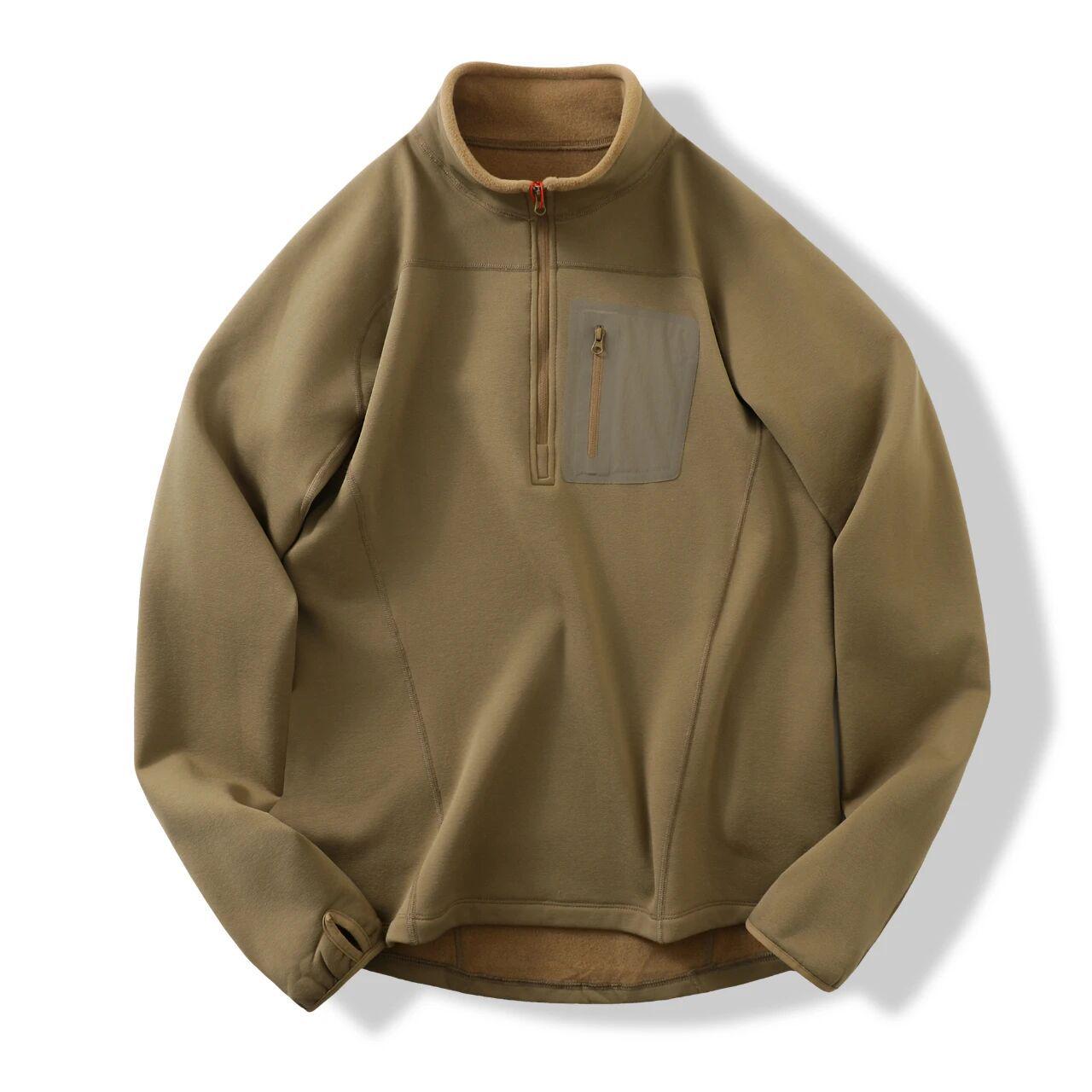 

Tsutaya Men s Autumn/Winter Tactical Fleece Pullover: Functional Half-Zip Base Layer with Loose Texture XXL (150-170 lbs)