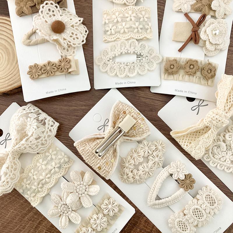 4Pcs Kids Bow Bb Hair Clips Hair Bangs For Girl Ins Flower Hairgripes Candy Color Fresh Daisy Waterdrop Hairpins Baby Bows