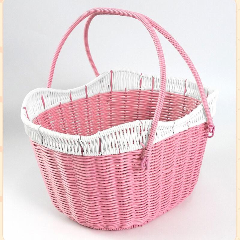 OLOEY Portable Foldable Imitation Rattan Shopping Basket