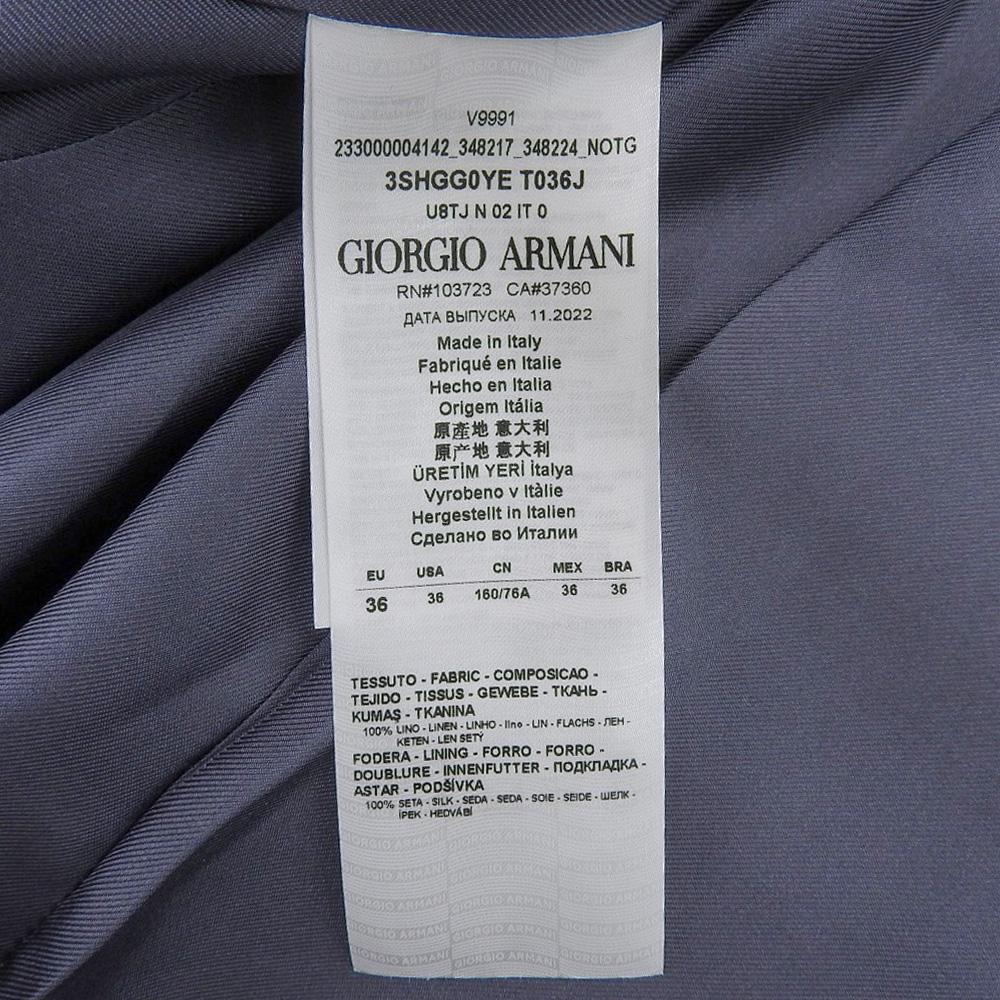 GIORGIO ARMANI In good condition, linen 6B double-breasted jacket for women, blue-gray, size 36, 3SHGG0YE, T036J, 22 years old Jacket 36 Blue grayUsed