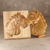 Wooden Cookie Molds 3D Animal Patterns Heat Resistant DIY Carved Biscuit Cutters for Thanksgiving Day Baking Preparations