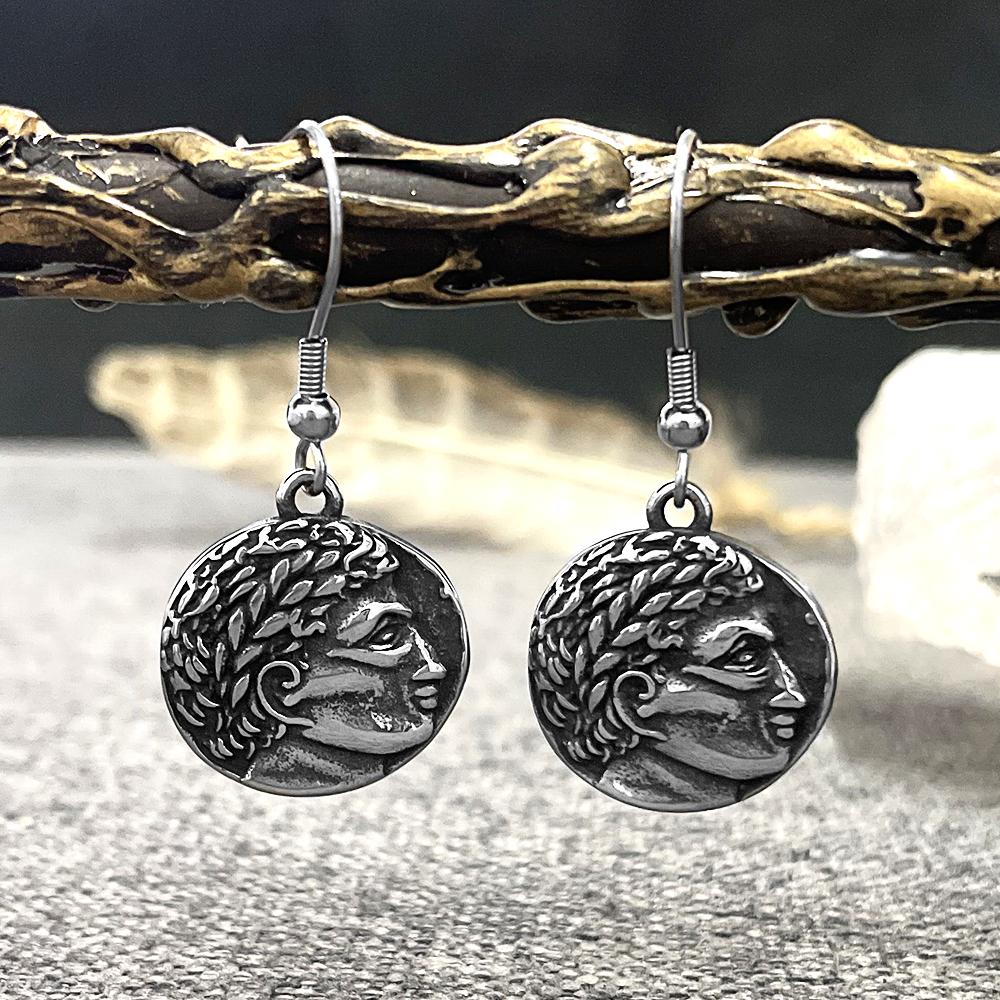 Vintage Sun God Apollo Drop Earrings Women Stainless Steel Greek Mythology Jewelry Lucky Amulet Norse Charm