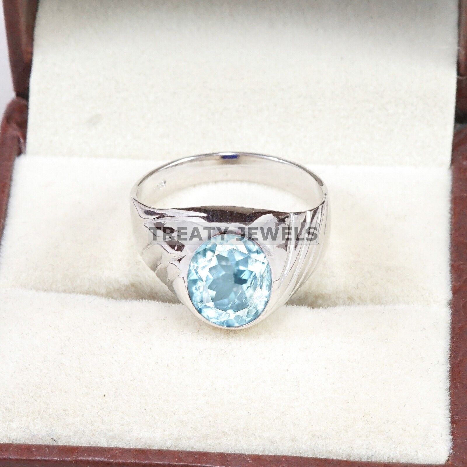 

Aquamarine Oval Cut Gemstone With 925 Sterling Silver Ring For Men s #A762 JL375659112397 4-16 US срібний