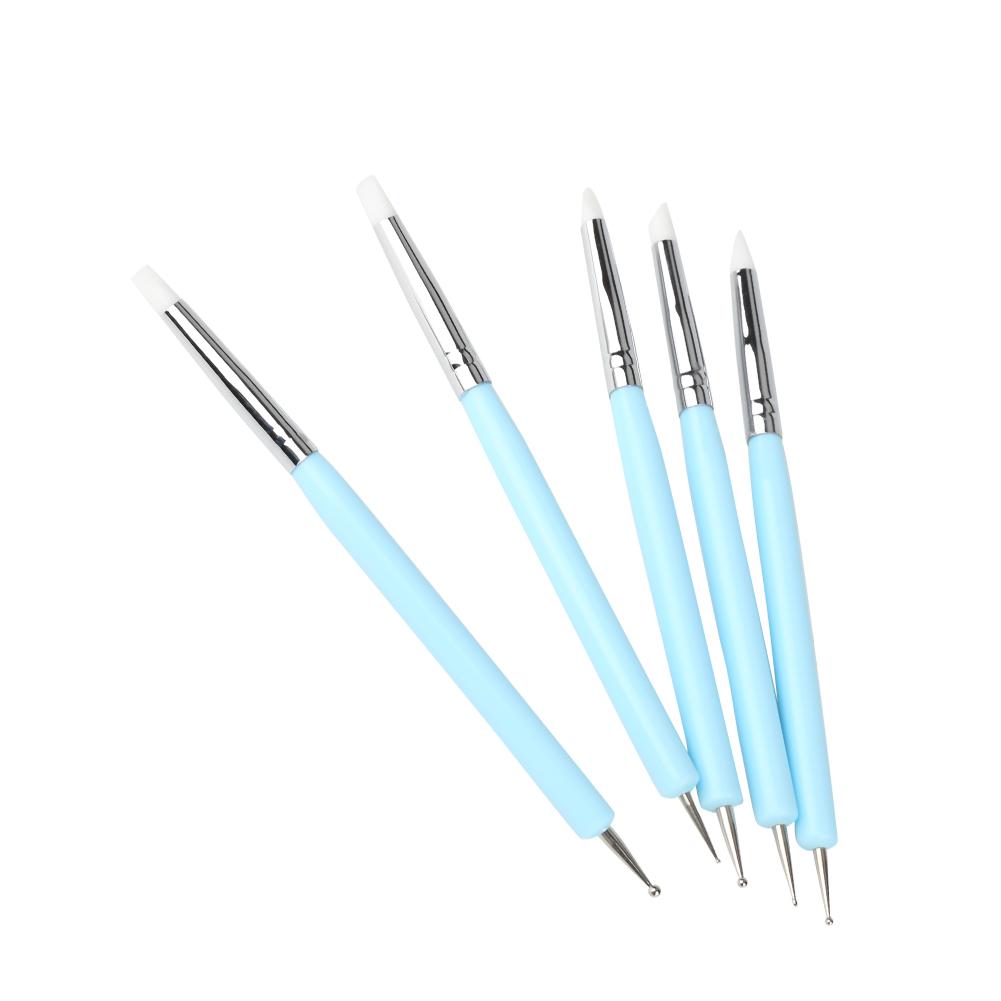5pcs Silicone Clay Sculpture Tools Double Head Ball Stylus Sculpting Modeling Tool (Blue)