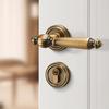 Indoor Door Lock, Bedroom Wooden Door Lock, Shiny Silver Split Retro Set, Gold Silent Handle Lock