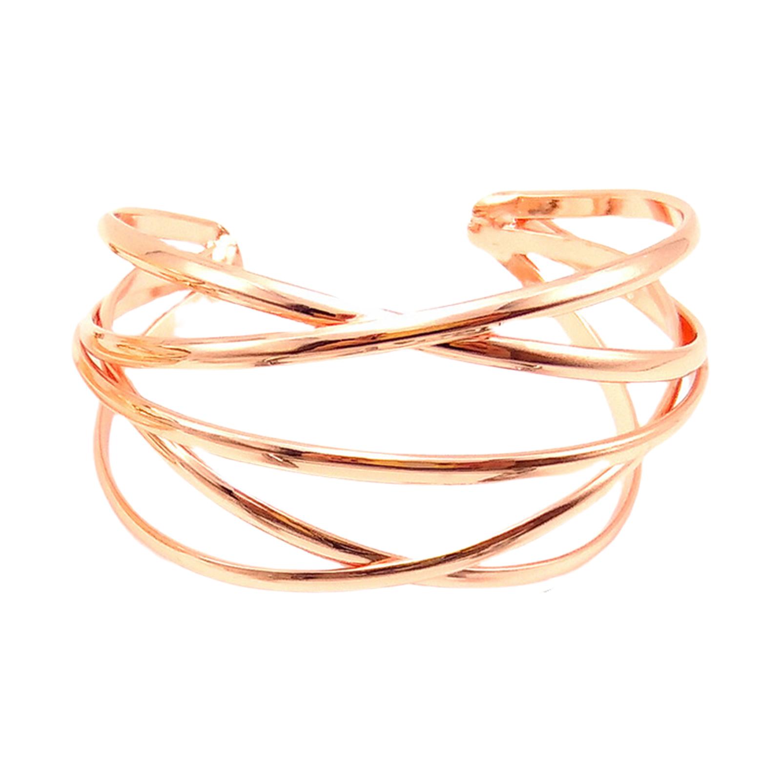 

Fashionable Hollow Bangles Irregular Cuff Geometric Bracelets Metal Texture Wrist Jewelry for Parties and Daily Wear рожевий колір золота