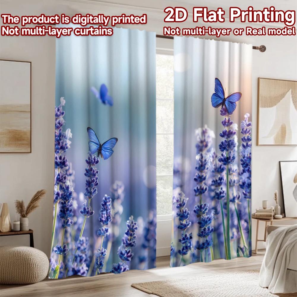 2D flat Photography Backdrop Popular Tapestry Butterflies Among Lavender 100% Polyester Festive Backdrops for Suitable for