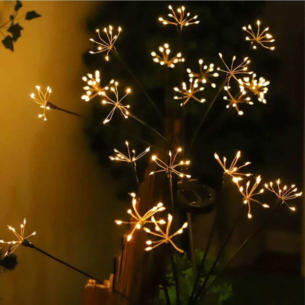 Solar Garden Lights Twinkling Firework Lights with 2 Modes 60LED Waterproof Solar-Powered Lamp for Outside Yard Pathway Decor