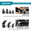 Libraton 18-Piece Extension Bar Set, 6.35mm, 9.5mm, 12.7mm Drive, Socket Adapter, Universal Joint, 50-250mm Overall Length, Chrome Vanadium Steel, Wit