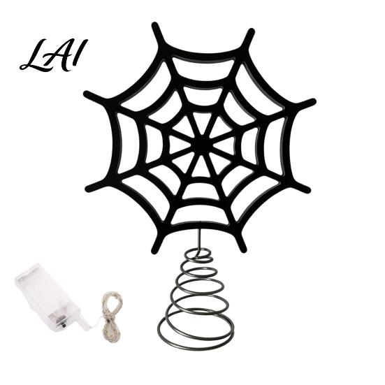Indoor Outdoor Holiday Decor Halloween Spider Web Tree Topper Decoration Metal Festive Trick or Treat Ornament for Yard Celebration Party Favors