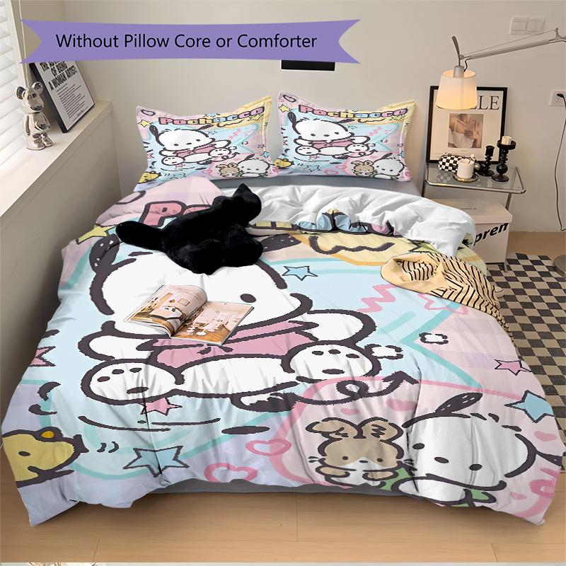 

3pcs Sanrio Bunny & Pochacco Printed Quilt Set - Includes 1 Quilt Cover and 2 Pillowcases, Machine Washable - Suitable for All Seasons.W088 135x200cm