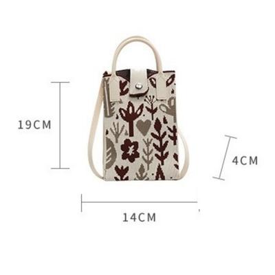 Portable Storage Mobile Phone Wallet, Knitted Small Mobile Phone Wallet, with Crossbody Strap, Suitable for Women Traveling with