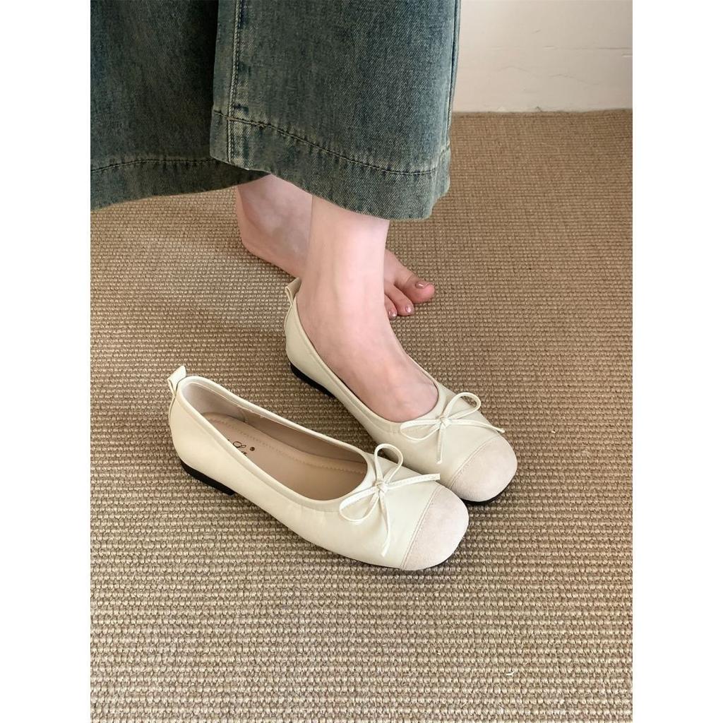 French ballet style bow single shoes women's spring and autumn gentle evening shoes super foreign versatile light mouth ladyshoes
