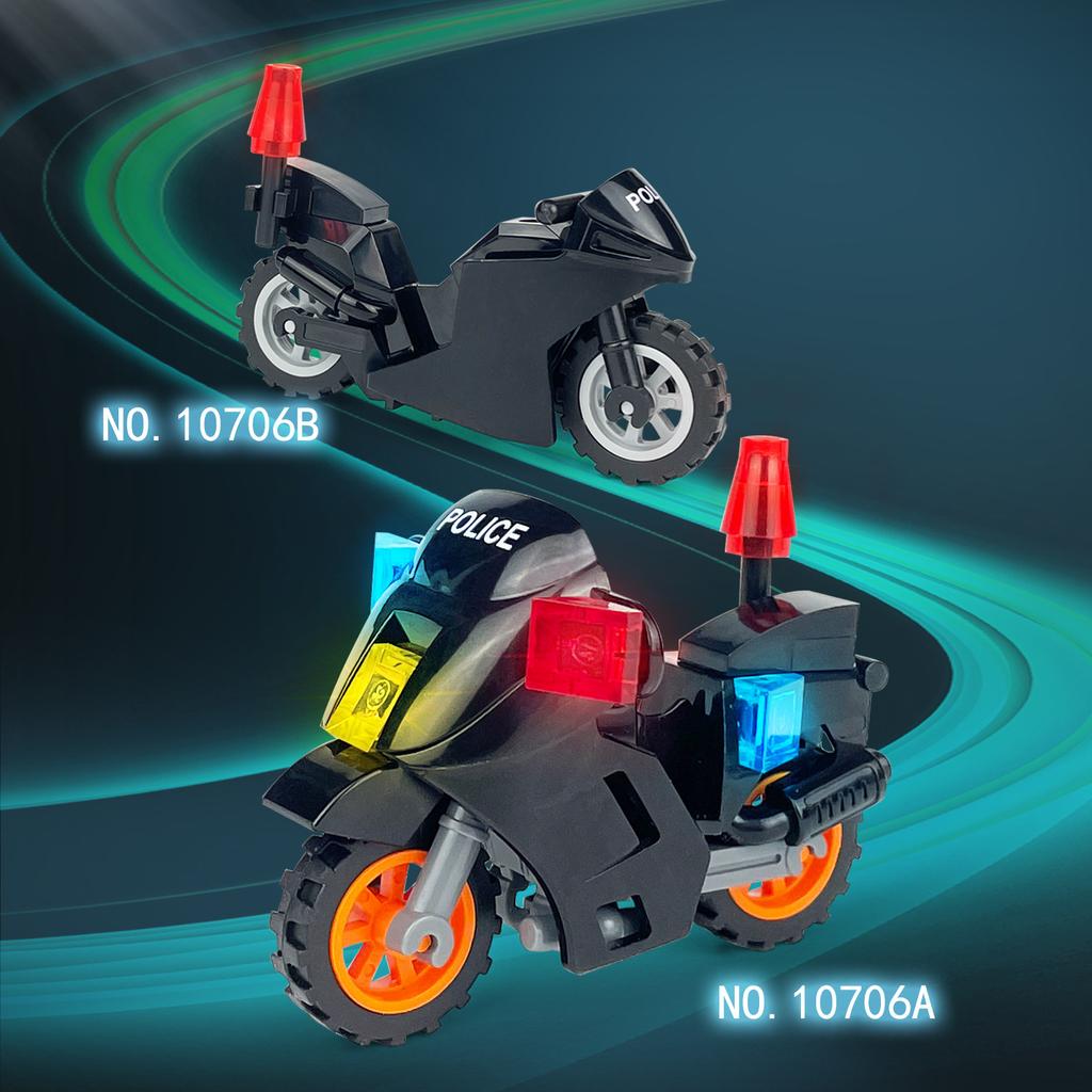 10706B Black Panther Patrol Motorcycle Small Particles Children Assembled Building Block Toy Police Boy