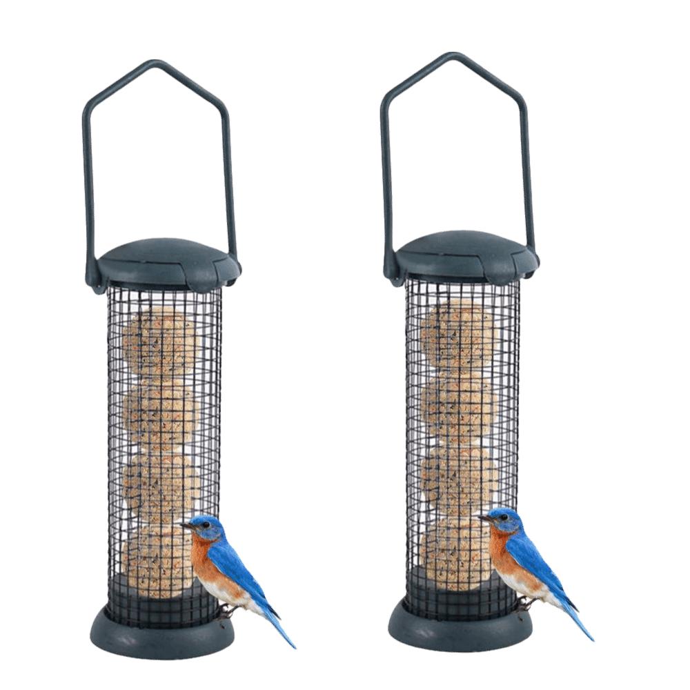 2Pcs Metal Material Hanging Bird Feeder Iron Wild Bird Feeder Sturdy Fat Ball Feeder Terrace Use