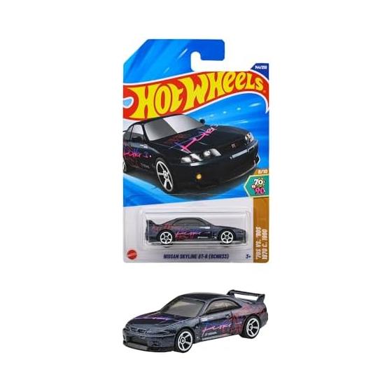 Hot Wheels Базовый автомобиль Nissan Skyline GT-R (BCNR33) Игрушечный автомобиль Мини-машина 3 года и старше Черный JFN70