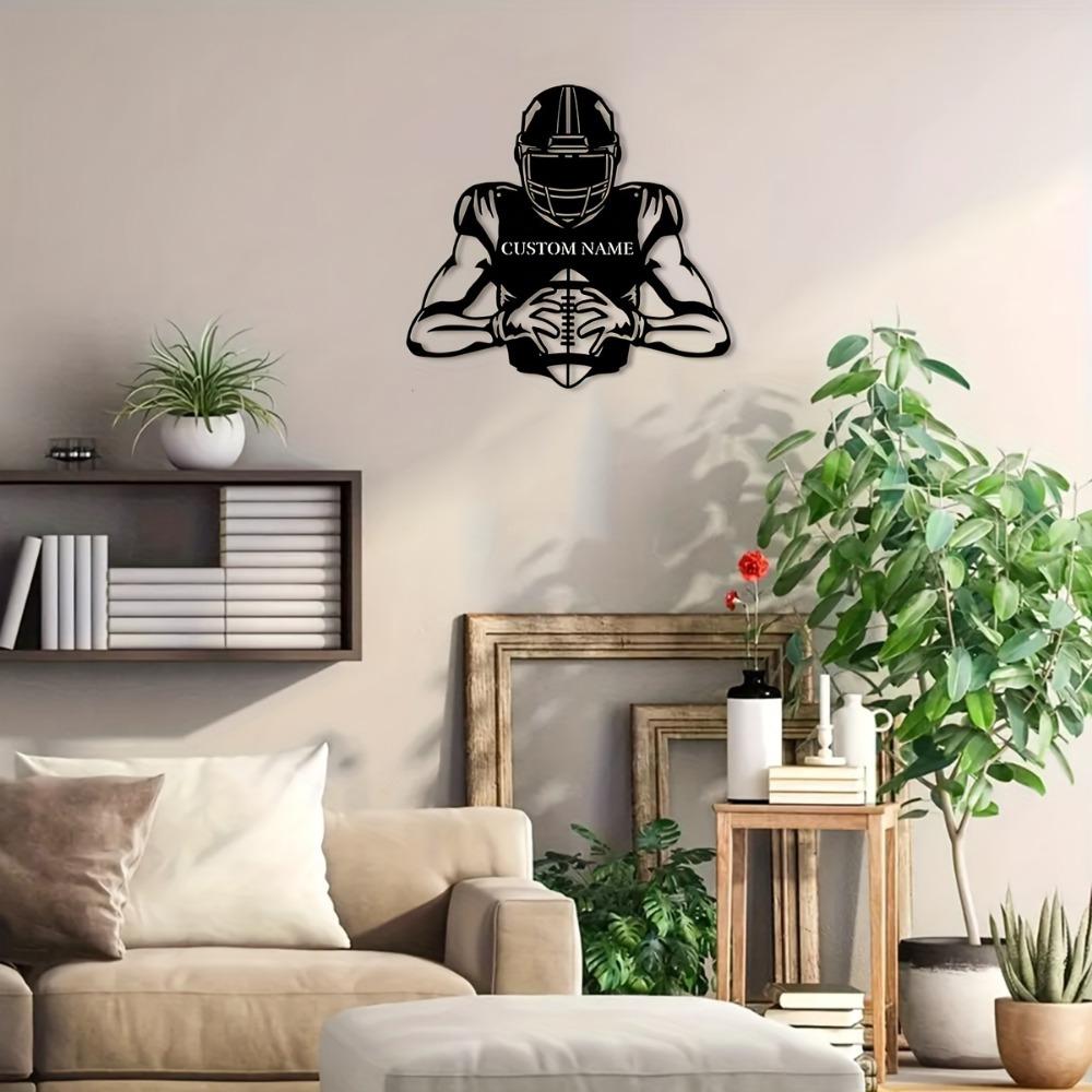 Custom Rugby Athlete Metal Wall Art, Personalized Rugby Star Emblem, Rustic Home Decor for Lounge, Office, Veranda, Deck, Custom Gift Sign, 1pc