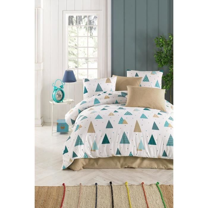 Bettwäsche-Set - 1 Bettbezug 220 x 240 cm + 2 Kissenbezüge 60 x 60 cm - 65% Baumwolle, 35% Polyester - Weiß