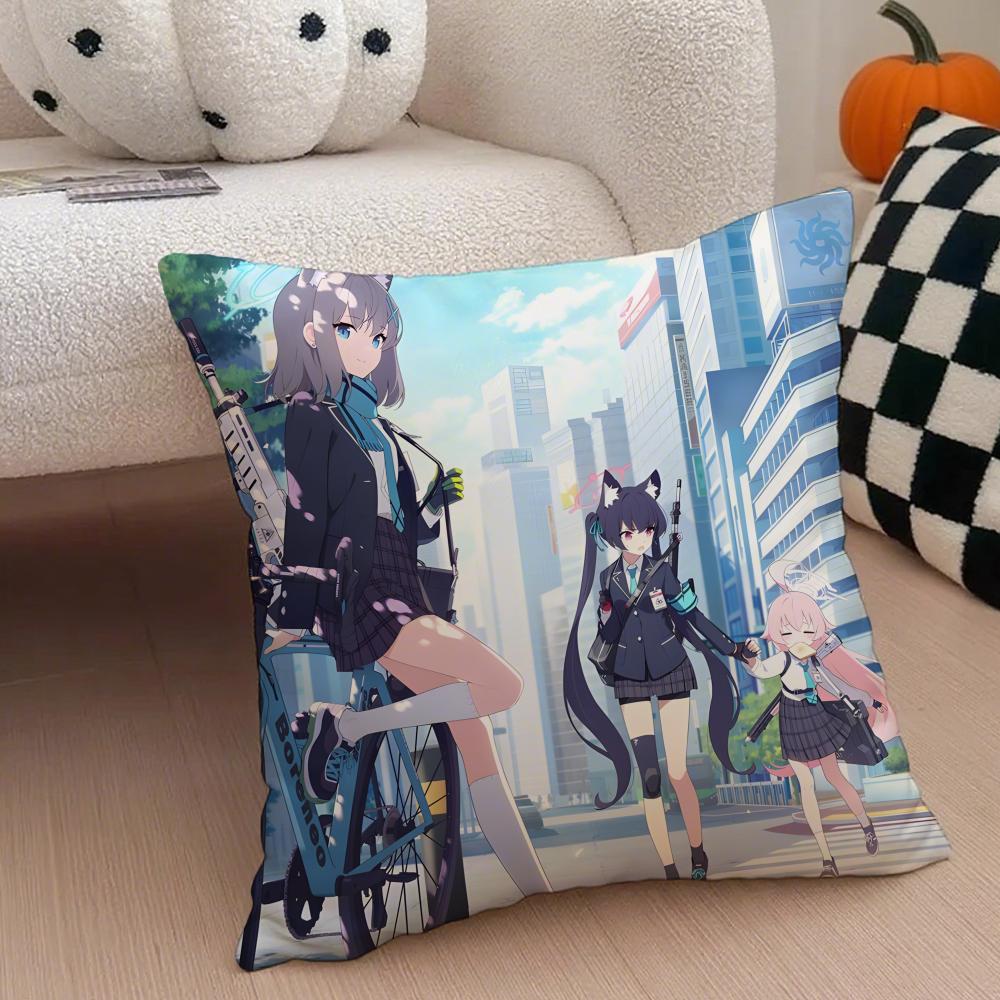 

Casual BBlue Archive The Animation Shirokos Cushion Cover Linen Pillow Case Soft Breathable Protective Couch Room Decoration 30x30cm