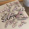 Fashion Luxury Crystal Hairpins Vintage Heart Pink Rhinestone Silver Hair Clips For Women Girls Sweet Barrettes Hair Accessories