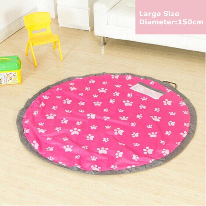

De 80150cm Tapis Jeux Stockage Sac Jouet Enfant Play Mat Cadeau Rangement Rose Red Foot Print,80cm(Dia.)