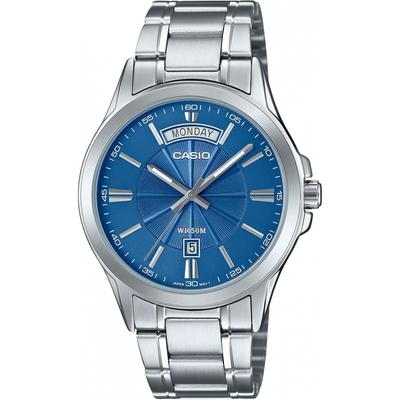 Men S Analog Quartz Watch Metal Band Blue Mtp 1381d 2av