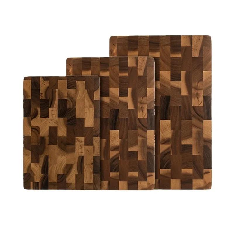 Double-sided Cutting Board Solid Wood with Acacia Wood Checkerboard Pattern for Home Use, Mold-Resistant Crack-Proof Fruit Cutti