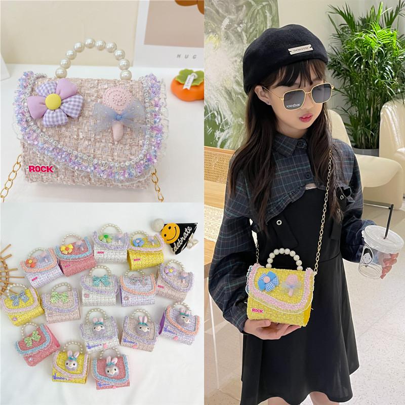 Kids Handheld Girls Shoulder Bag Cotton Linen Water Resistant Features Durable
