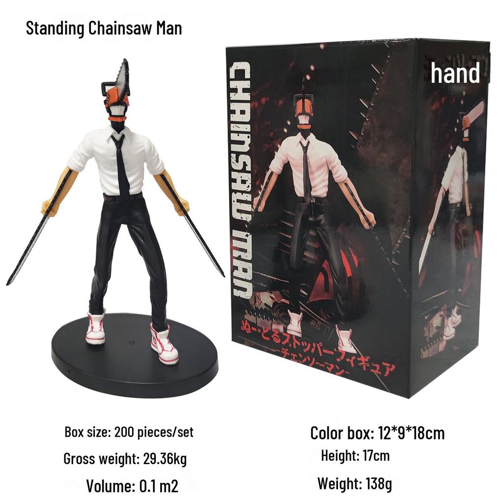 Chainsaw-wielding Figure with Human Blood Devil Scene, Perfect for Anime Ornament Collection.