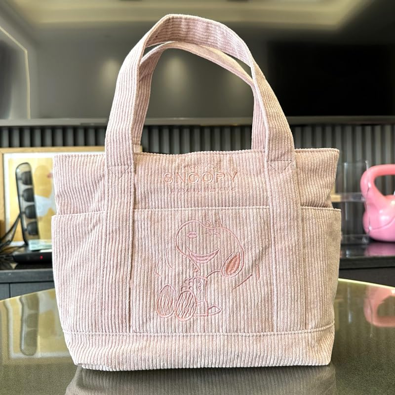 Snoopy Tote Bag Corduroy Bag Large Capacity Zook Bag School Tote Bag with Pockets Shopping Bag Commuting School Bag Cute Eco Bag Mother's Women's