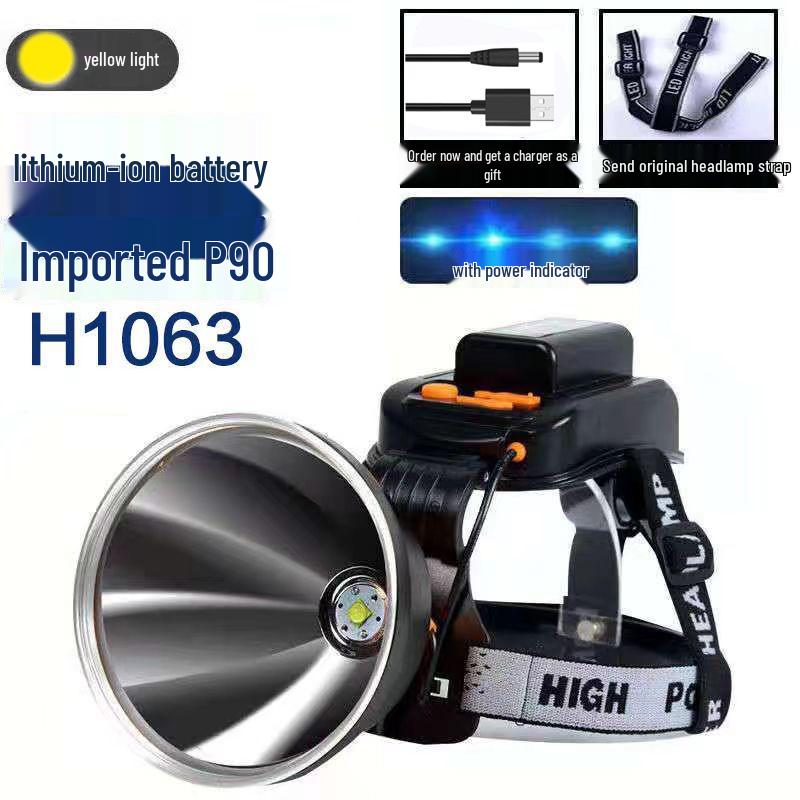 Rechargeable LED Headlamp: Strong Light, Long Range, Waterproof, Ultra-Long Battery Life, Ideal for Miners and Fishing.