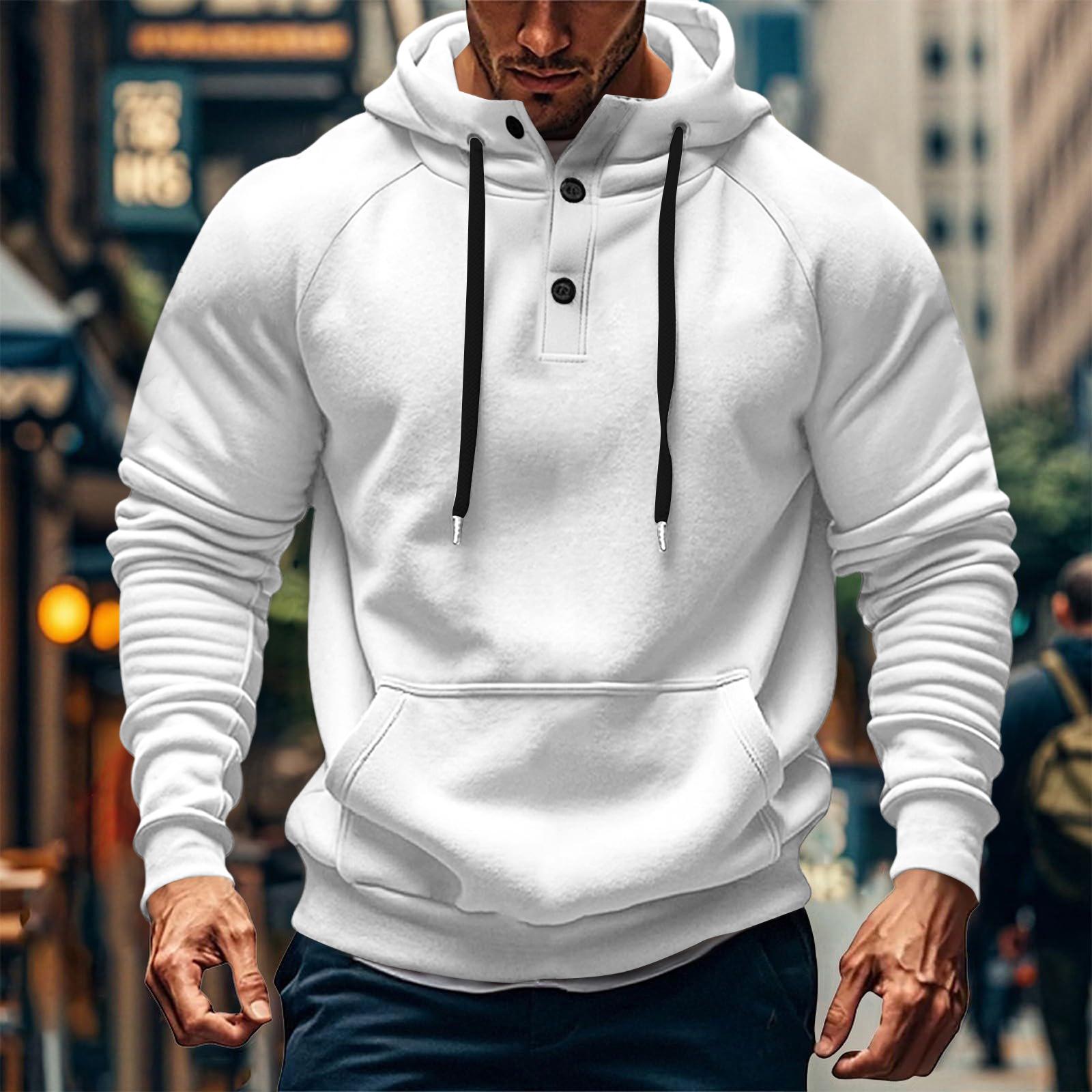 Men Hoodies With Pocket Workout Pullover Casual Athletic Drawstring Hooded Sweatshirt Long Sleeve Shirts XXL 2116₽